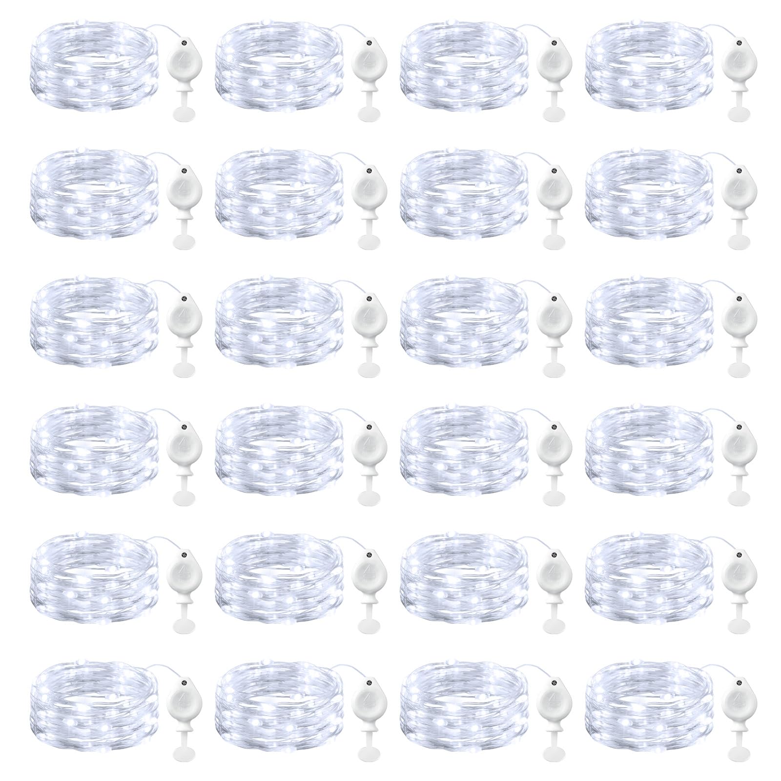 Brightown 14 Pack LED Fairy Lights Battery Operated String Lights, 7ft 20LED Waterproof Silver Wire String Lights, Firefly Starry Moon Lights for Mason Jars DIY Christmas Wedding Party Bedroom